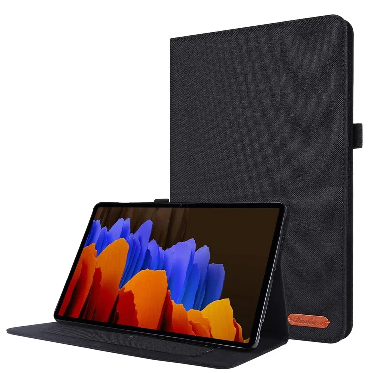 Чехол из ткани для Samsung Galaxy Tab S9 Ultra с держателем для карт и подставкой - черный