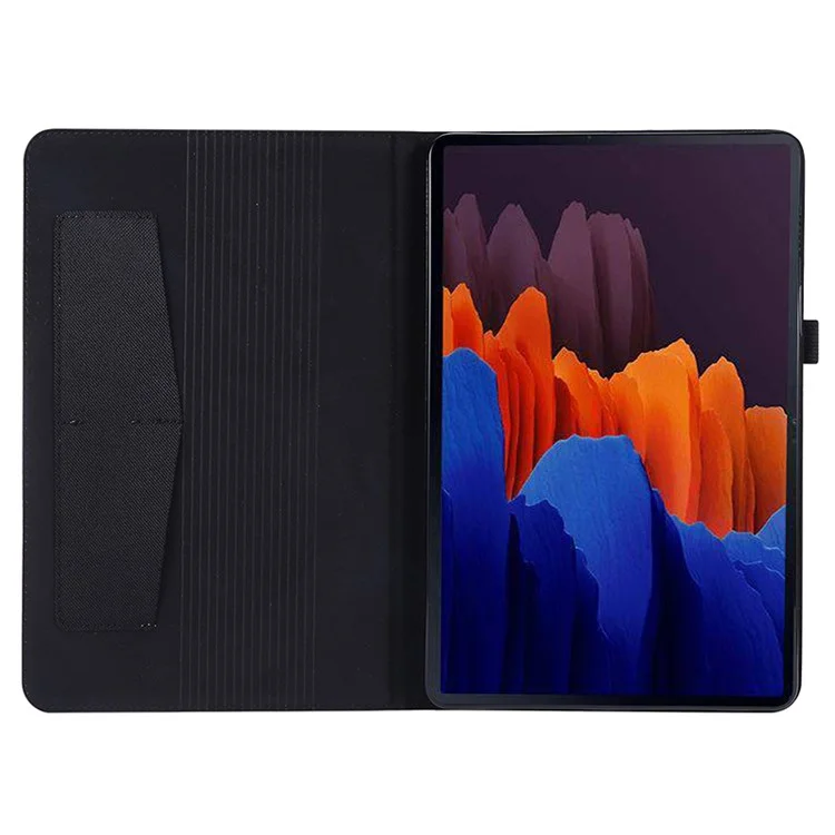 Pour Samsung Galaxy Tab S9 Ultra Case Tissu Texture Texture Carte Tablet Stand Cover - Noir