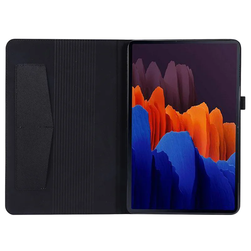 For Samsung Galaxy Tab S9+ Case Stand Card Holder Leather Tablet Cover - Black