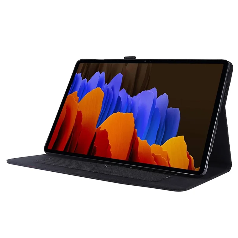 For Samsung Galaxy Tab S9+ Case Stand Card Holder Leather Tablet Cover - Black