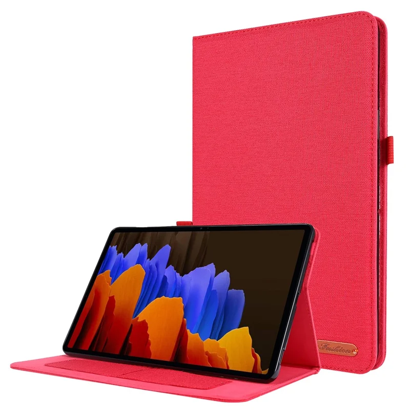 For Samsung Galaxy Tab S9+ Case Stand Card Holder Leather Tablet Cover - Red