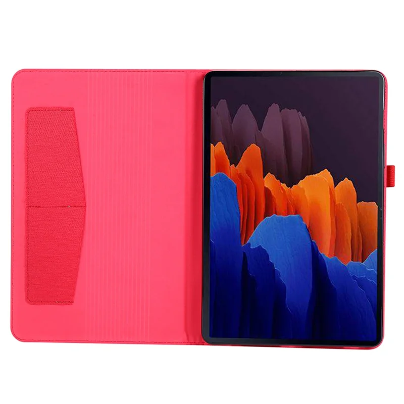 For Samsung Galaxy Tab S9+ Case Stand Card Holder Leather Tablet Cover - Red