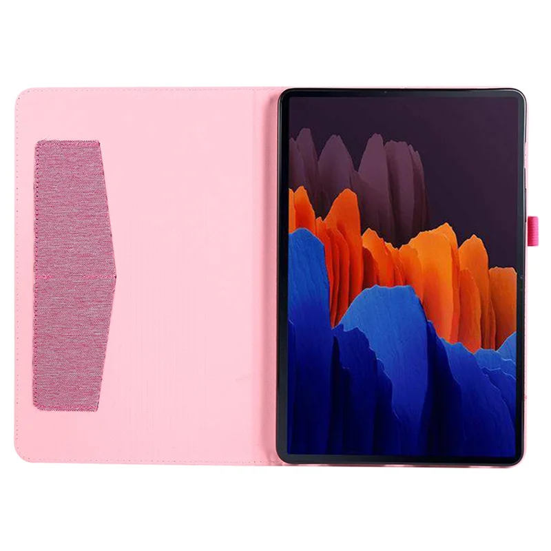 For Samsung Galaxy Tab S9+ Case Stand Card Holder Leather Tablet Cover - Pink