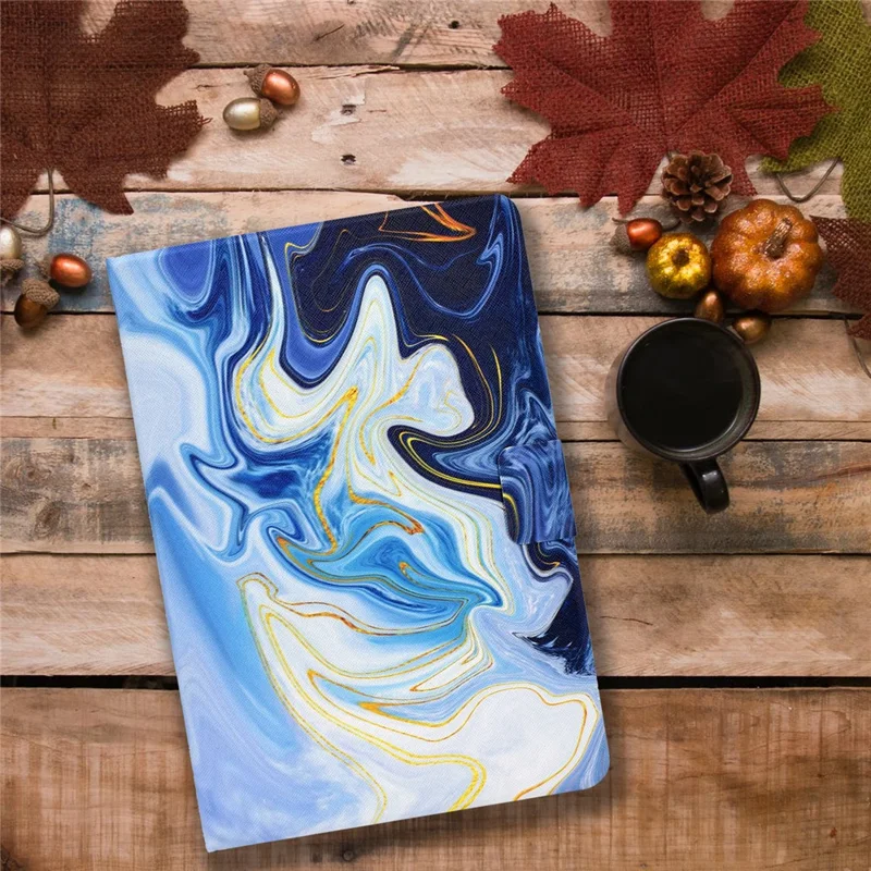 For Samsung Galaxy Tab A9 Case Card Slots Stand Tablet Leather Cover - Blue Marble