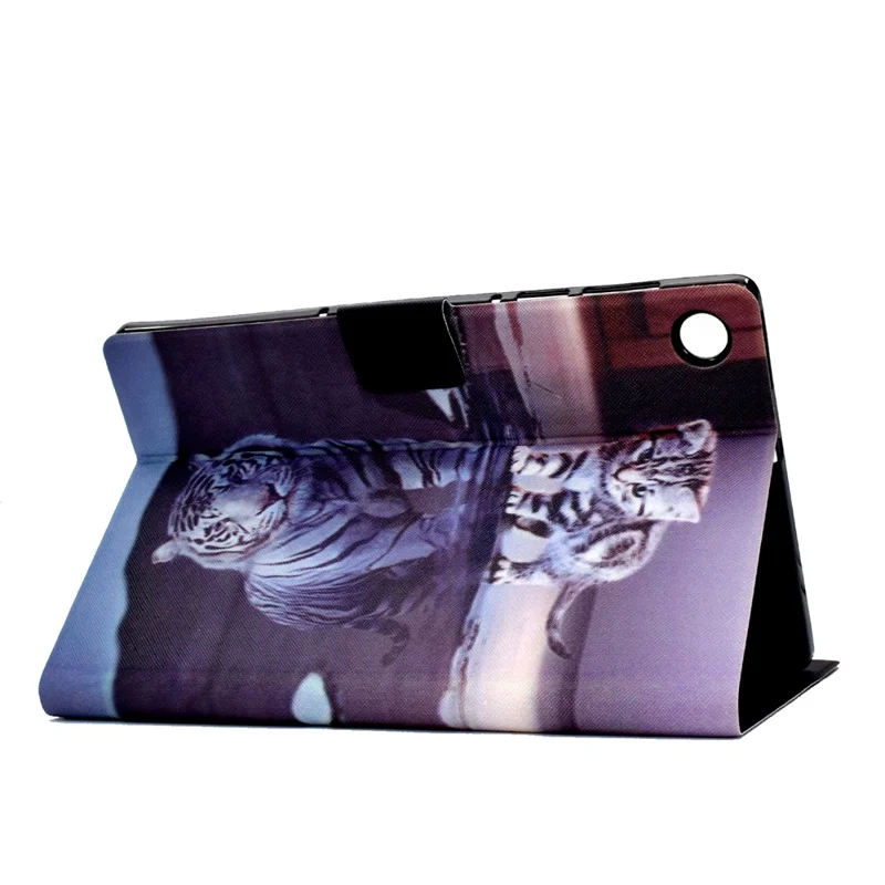 For Samsung Galaxy Tab A9 Case Card Slots Stand Tablet Leather Cover - Cat and Tiger