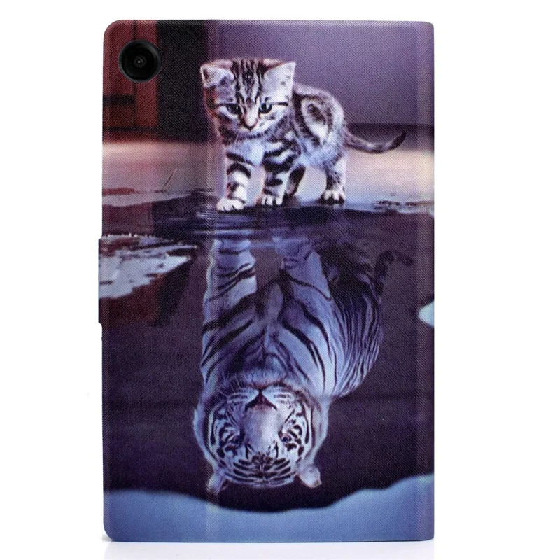 For Samsung Galaxy Tab A9 Case Card Slots Stand Tablet Leather Cover - Cat and Tiger