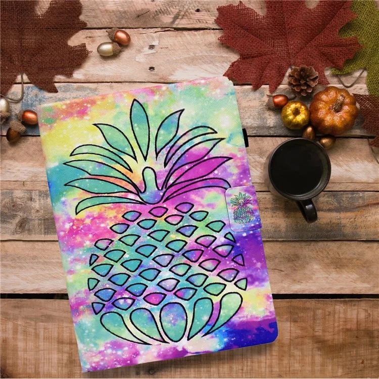For Samsung Galaxy Tab A9 Case Card Slots PU Leather Tablet Cover - Colorful Pineapple