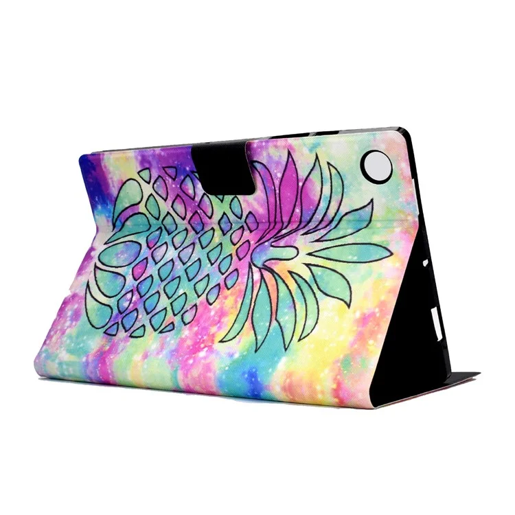 For Samsung Galaxy Tab A9 Case Card Slots PU Leather Tablet Cover - Colorful Pineapple