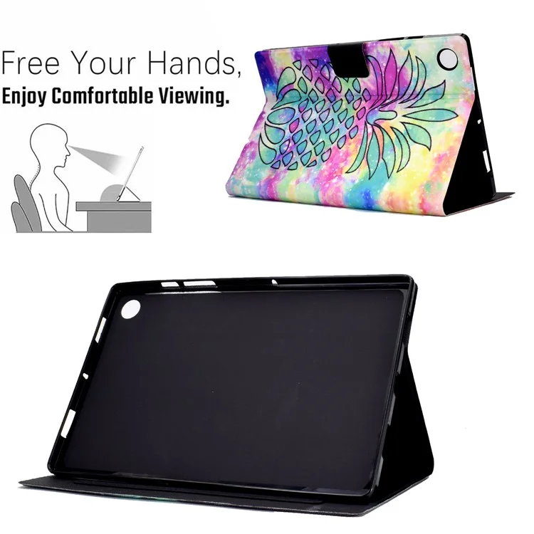 For Samsung Galaxy Tab A9 Case Card Slots PU Leather Tablet Cover - Colorful Pineapple