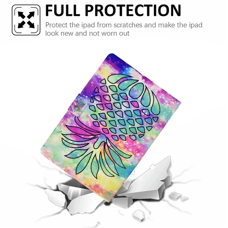 For Samsung Galaxy Tab A9 Case Card Slots PU Leather Tablet Cover - Colorful Pineapple