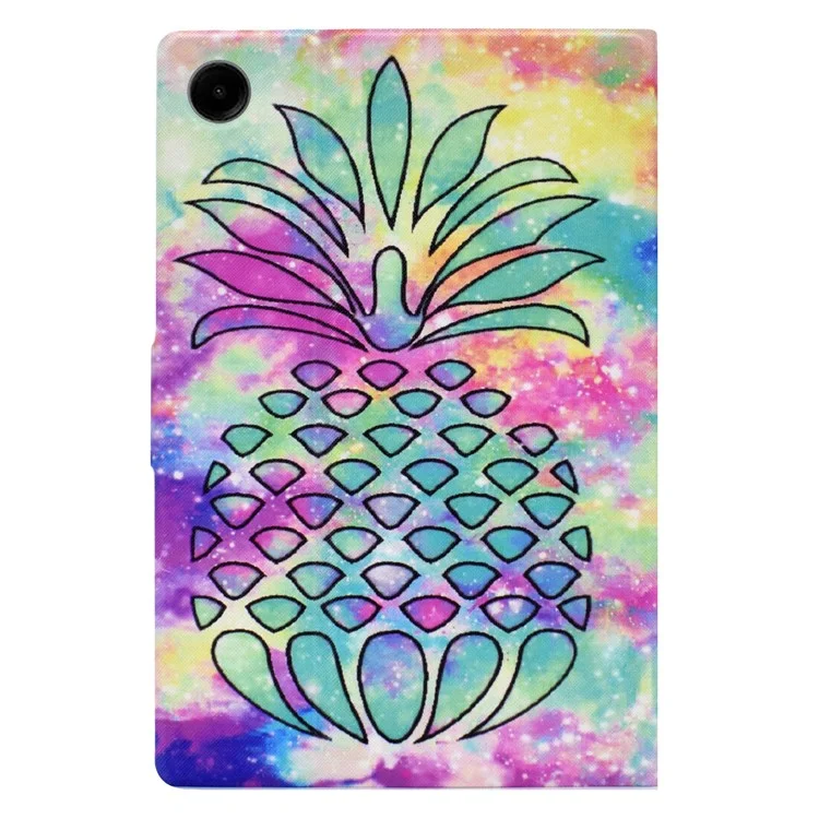 For Samsung Galaxy Tab A9 Case Card Slots PU Leather Tablet Cover - Colorful Pineapple