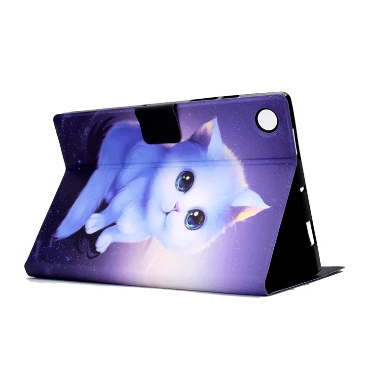 Für Samsung Galaxy Tab A9+ Case Pattern Print Leather Tablet Cover mit Kartenfächern - Katze