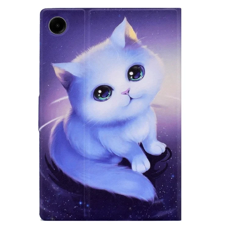Für Samsung Galaxy Tab A9+ Case Pattern Print Leather Tablet Cover mit Kartenfächern - Katze