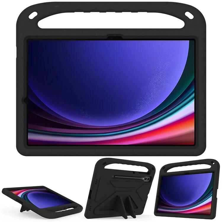 Pour Samsung Galaxy Tab S9 FE+ Étui Poignée Main EVA Coque Support Tablette - Noir