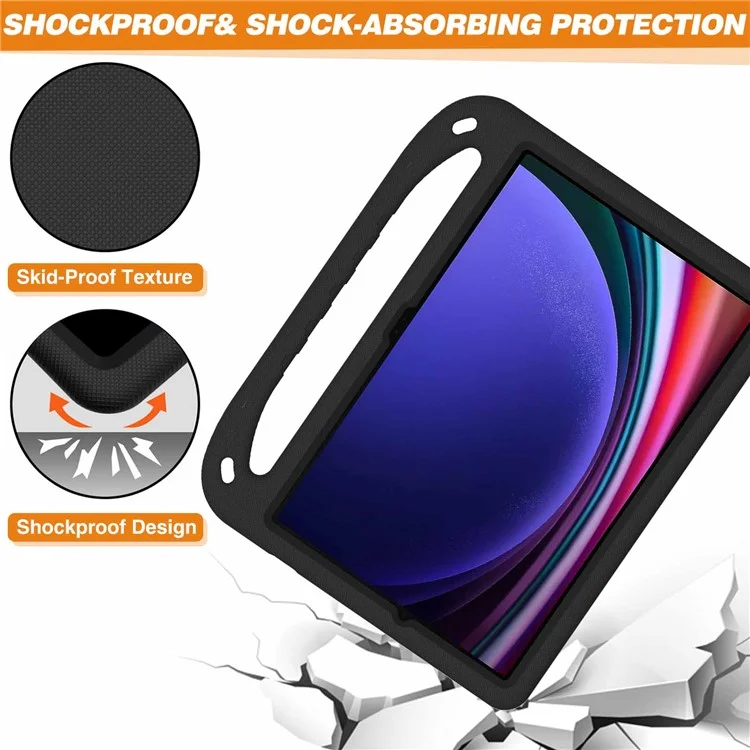 Pour Samsung Galaxy Tab S9 FE+ Étui Poignée Main EVA Coque Support Tablette - Noir