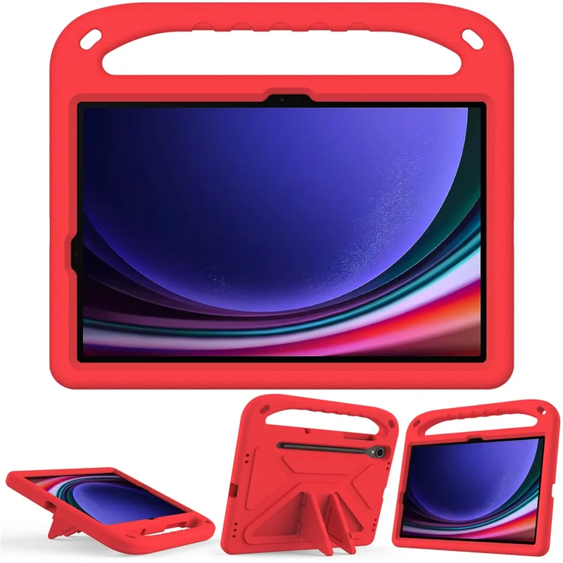 For Samsung Galaxy Tab S10 Lite / S10 FE / S9 FE Case Kickstand EVA Tablet Cover with Hand Grip - Red