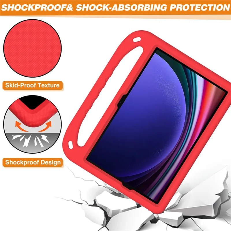 For Samsung Galaxy Tab S10 Lite / S10 FE / S9 FE Case Kickstand EVA Tablet Cover with Hand Grip - Red