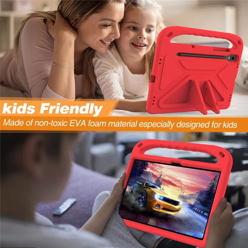 For Samsung Galaxy Tab S10 Lite / S10 FE / S9 FE Case Kickstand EVA Tablet Cover with Hand Grip - Red