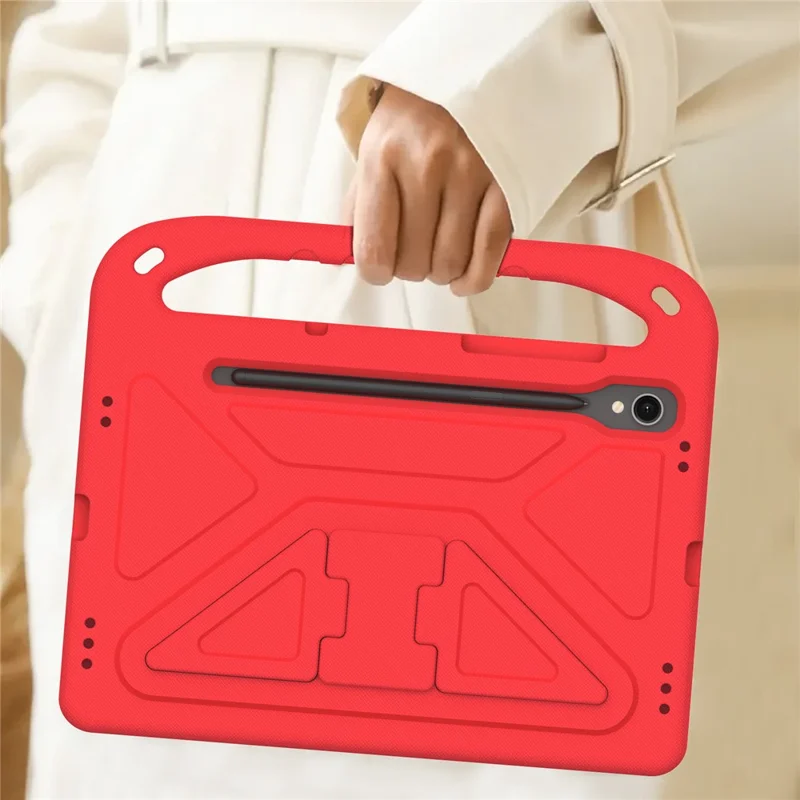 For Samsung Galaxy Tab S10 Lite / S10 FE / S9 FE Case Kickstand EVA Tablet Cover with Hand Grip - Red