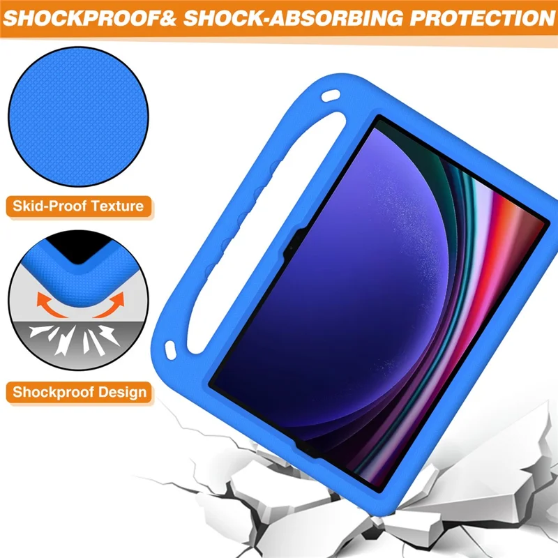 Pour Samsung Galaxy Tab S9 FE Étui de support EVA Housse de tablette avec poignée - Bleu