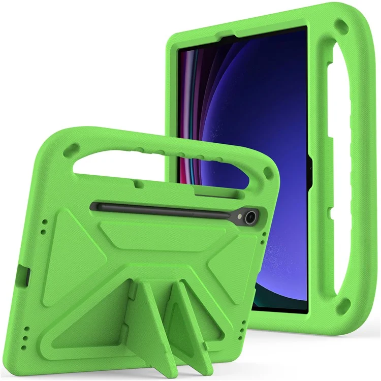 For Samsung Galaxy Tab S10 FE / S9 FE Case Kickstand EVA Tablet Cover with Hand Grip - Green