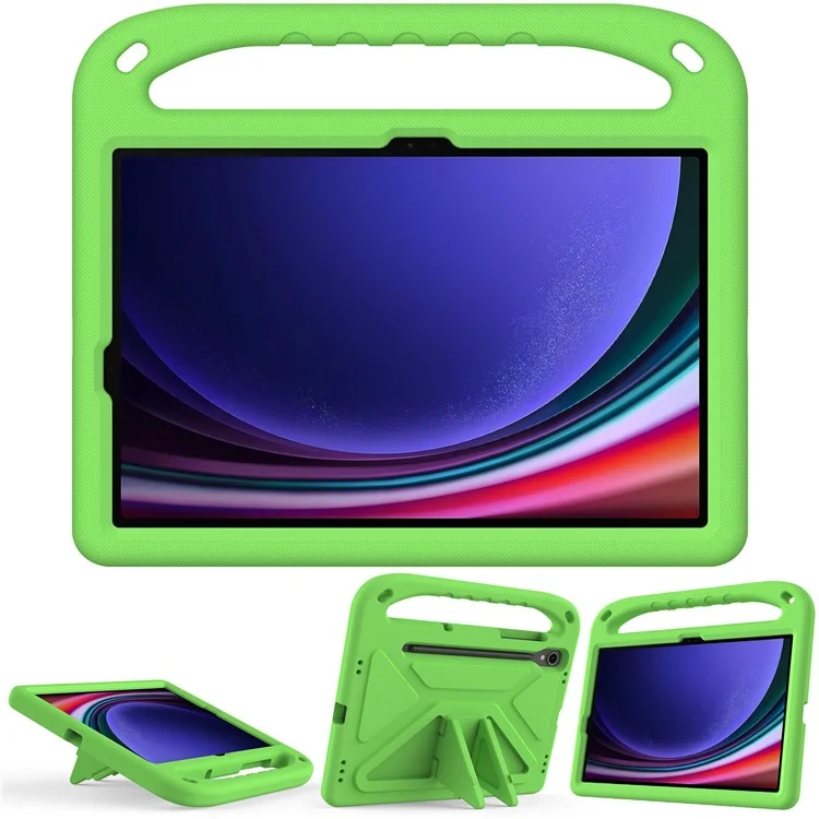 For Samsung Galaxy Tab S10 FE / S9 FE Case Kickstand EVA Tablet Cover with Hand Grip - Green