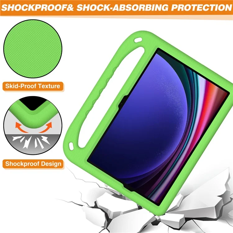For Samsung Galaxy Tab S10 FE / S9 FE Case Kickstand EVA Tablet Cover with Hand Grip - Green