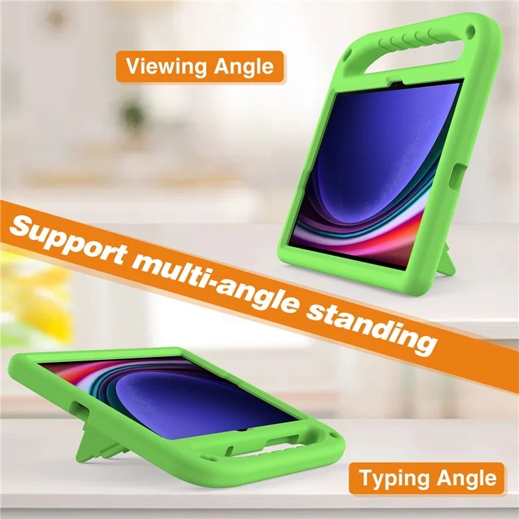 For Samsung Galaxy Tab S10 FE / S9 FE Case Kickstand EVA Tablet Cover with Hand Grip - Green