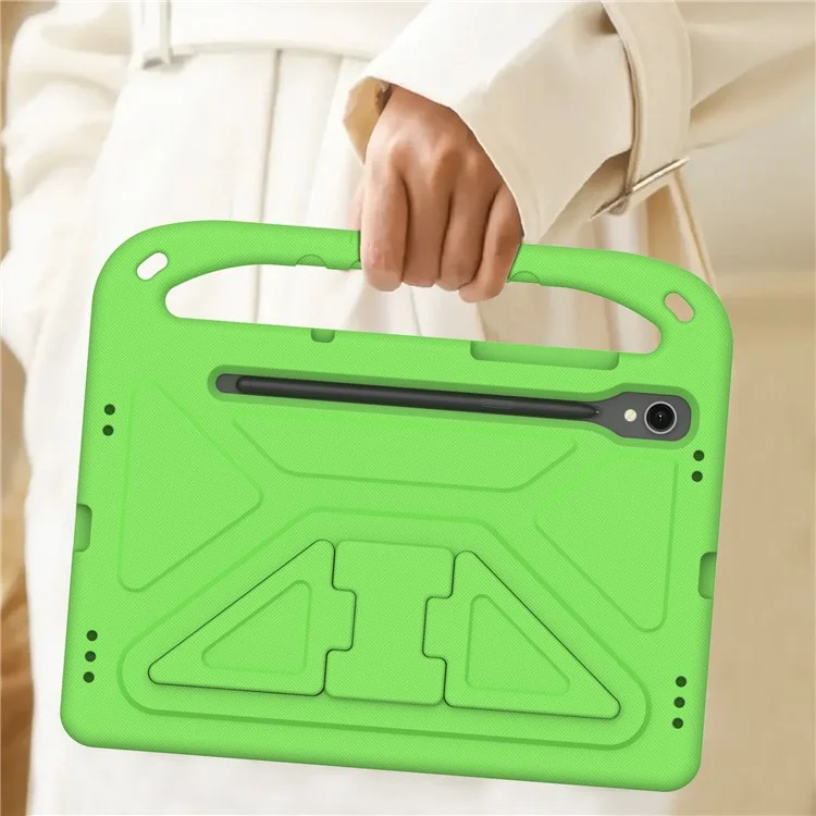 For Samsung Galaxy Tab S10 FE / S9 FE Case Kickstand EVA Tablet Cover with Hand Grip - Green