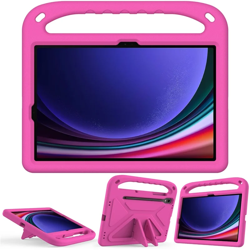For Samsung Galaxy Tab S10 Lite / S10 FE / S9 FE Case Kickstand EVA Tablet Cover with Hand Grip - Rose
