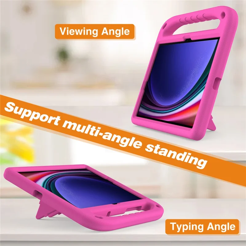 For Samsung Galaxy Tab S10 Lite / S10 FE / S9 FE Case Kickstand EVA Tablet Cover with Hand Grip - Rose