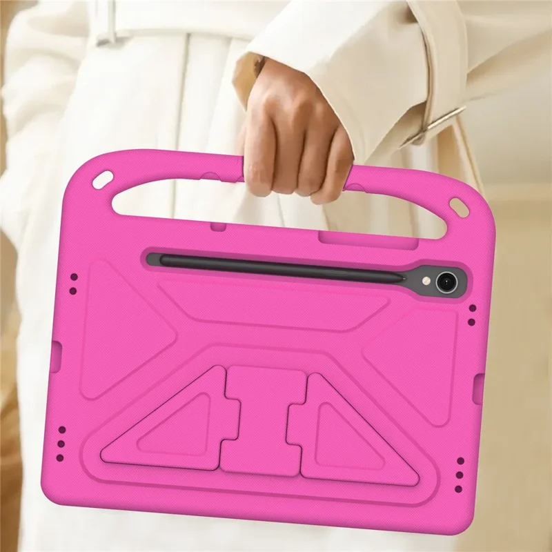 For Samsung Galaxy Tab S10 Lite / S10 FE / S9 FE Case Kickstand EVA Tablet Cover with Hand Grip - Rose