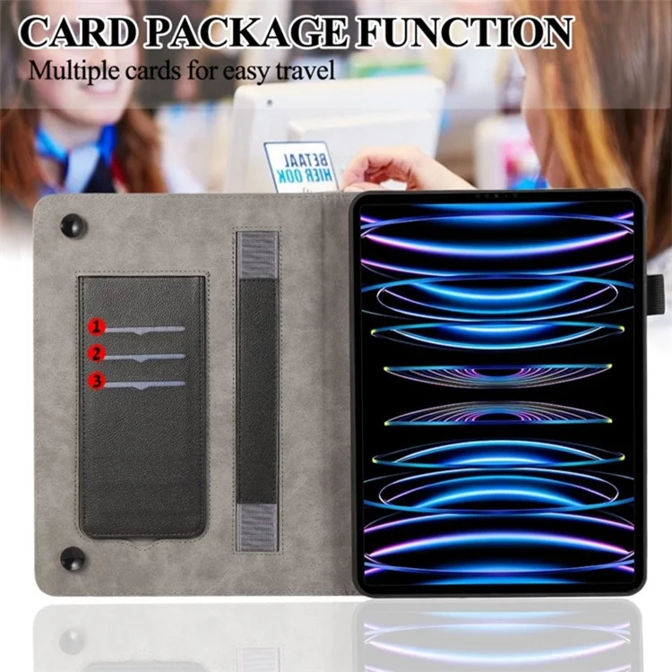 Para iPad Pro 12.9 (2018) / (2020) / (2021) / (2022) Funda Soporte de Tarjeta de Cuero PU Funda para Tableta - Negro