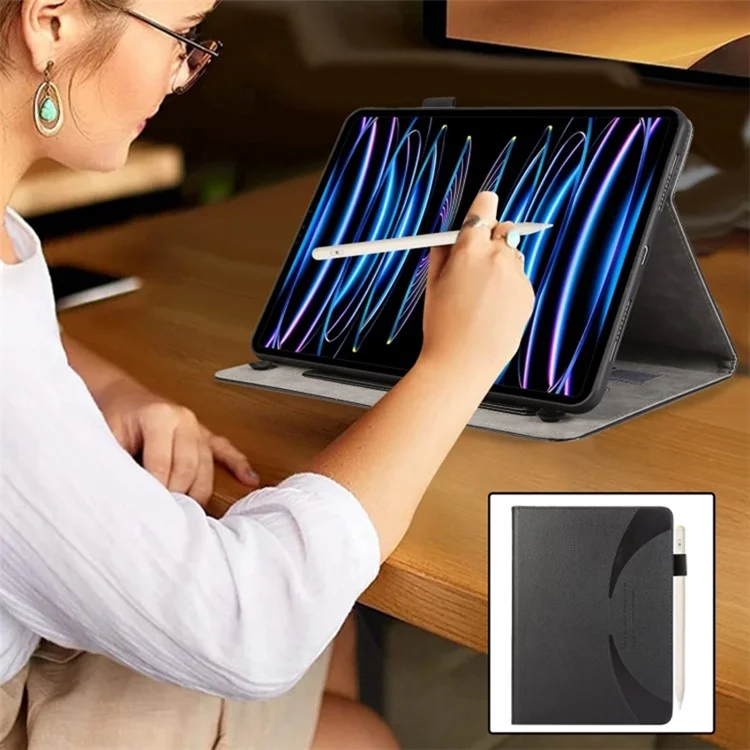 Para Ipad Pro 12.9 (2018) /(2020) /(2020) /(2022) Case PU Caus - Preto