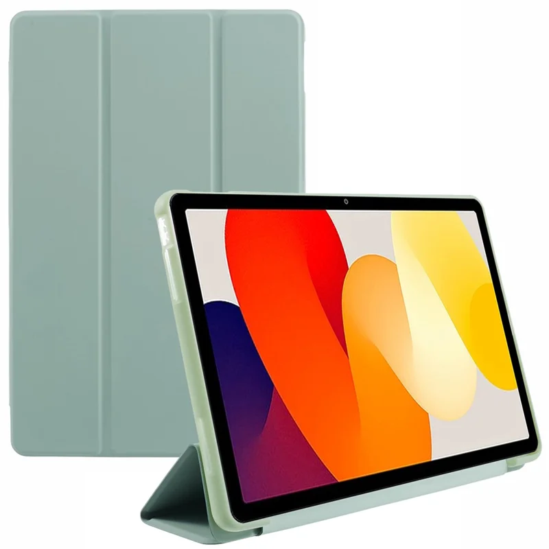 Чехол из искусственной кожи для Xiaomi Redmi Pad SE, трехстворчатая стойка, текстура сота, защитный чехол для планшета - светло-зеленый