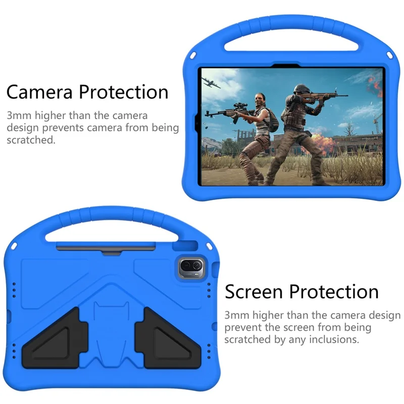 Funda con asa y soporte para tablet Xiaomi Pad 6 / Pad 6 Pro / Huawei MatePad SE 11 Kids, carcasa resistente de EVA - Azul