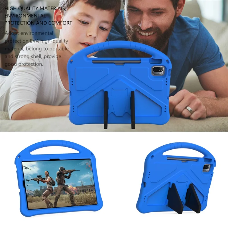 Funda con asa y soporte para tablet Xiaomi Pad 6 / Pad 6 Pro / Huawei MatePad SE 11 Kids, carcasa resistente de EVA - Azul