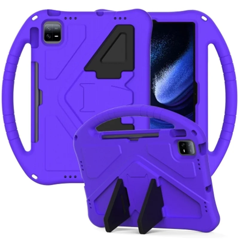 For Xiaomi Pad 6 / Pad 6 Pro / Huawei MatePad SE 11 Kids Tablet Case Handle Kickstand Rugged EVA Cover - Purple