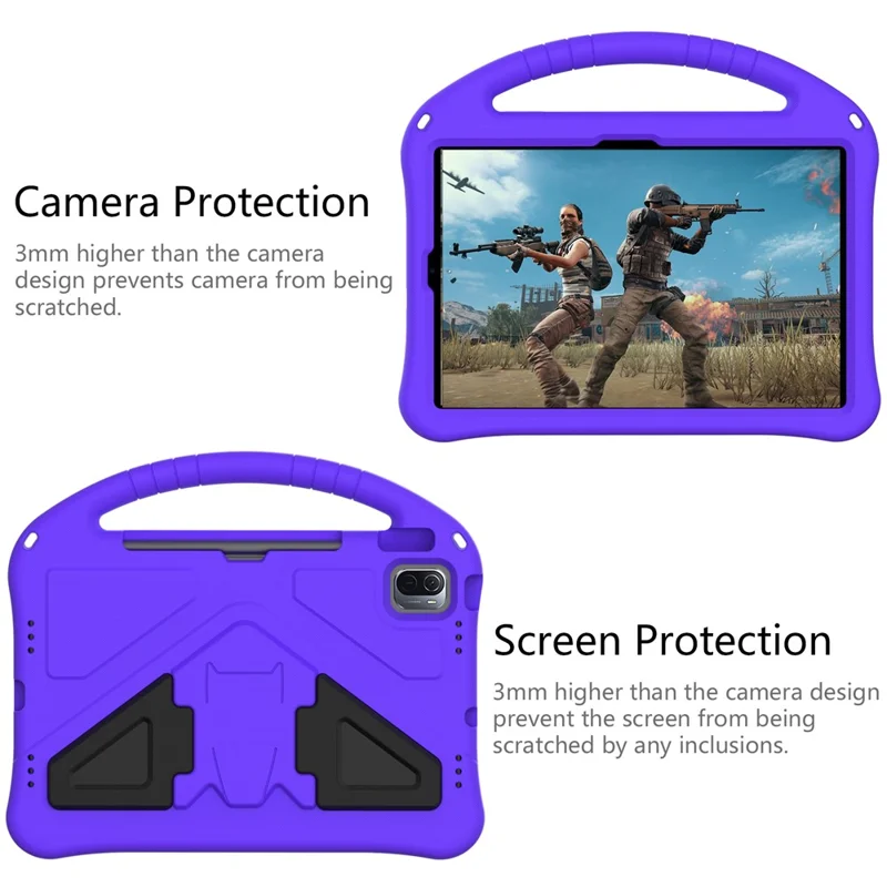 For Xiaomi Pad 6 / Pad 6 Pro / Huawei MatePad SE 11 Kids Tablet Case Handle Kickstand Rugged EVA Cover - Purple