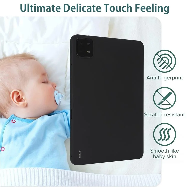 Para Xiaomi Pad 6 / Pad 6 Pro Funda Airbag de Cuatro Esquinas Piel-Toque TPU Funda para Tableta - Negro