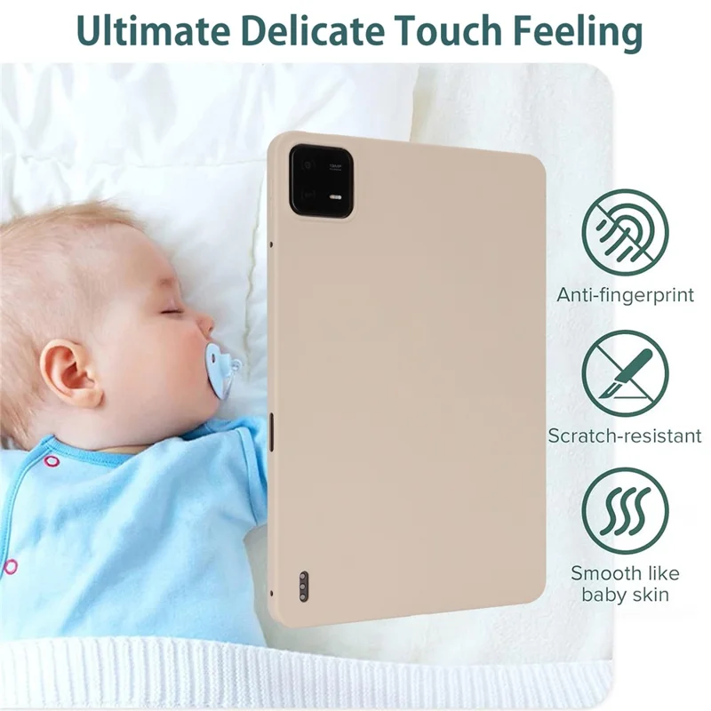 Pour Xiaomi Pad 6 / Pad 6 Pro Étui Airbag aux quatre coins Peau-Tactile Housse de Tablette TPU - Beige