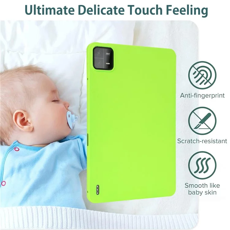 For Xiaomi Pad 6 / Pad 6 Pro Case Four Corners Airbag Skin-Touch TPU Tablet Cover - Fluorescent Green