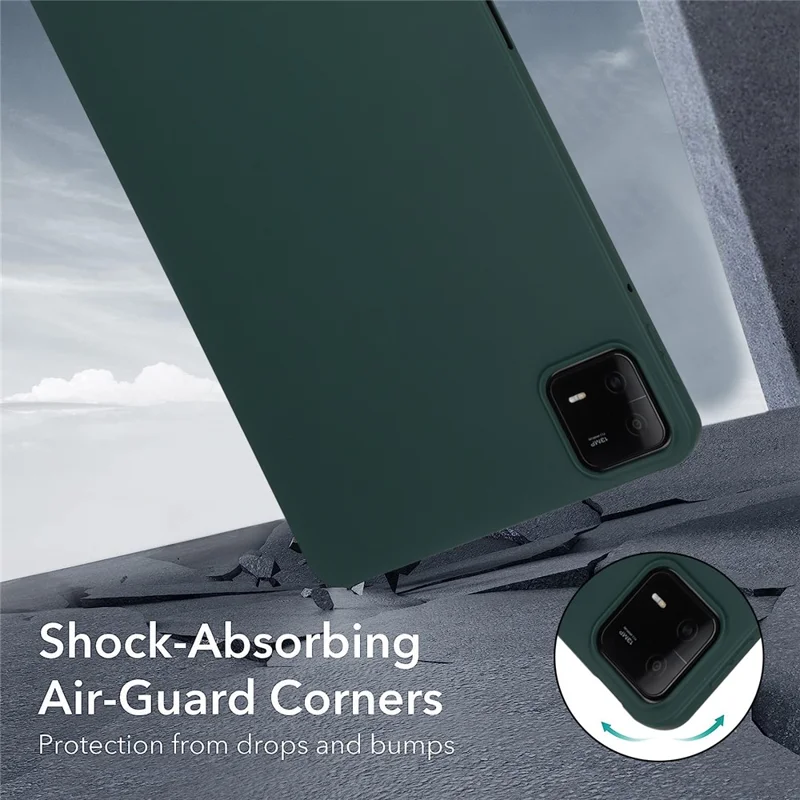 For Xiaomi Pad 6 / Pad 6 Pro Case Four Corners Airbag Skin-Touch TPU Tablet Cover - Blackish Green