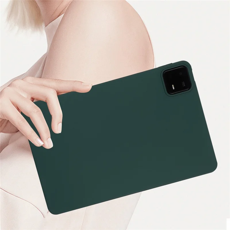 For Xiaomi Pad 6 / Pad 6 Pro Case Four Corners Airbag Skin-Touch TPU Tablet Cover - Blackish Green