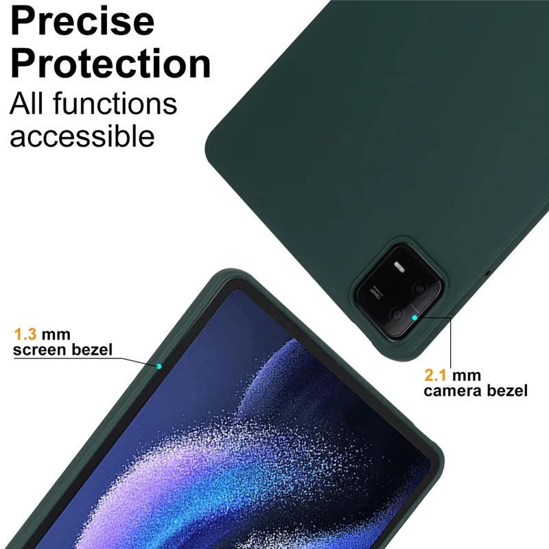 For Xiaomi Pad 6 / Pad 6 Pro Case Four Corners Airbag Skin-Touch TPU Tablet Cover - Blackish Green