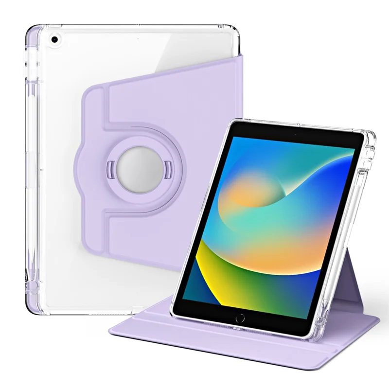 For iPad 10.2 (2021) / (2019) / (2020) Kickstand Case PU+Acrylic Detachable Tablet Cover - Purple