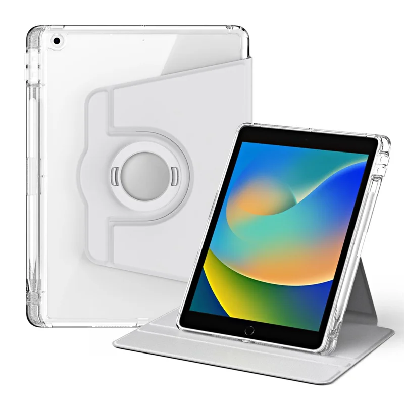 Für iPad 10.2 (2021) / (2019) / (2020) Kickstand-Hülle PU+Acryl Abnehmbare Tablet-Hülle - Grau