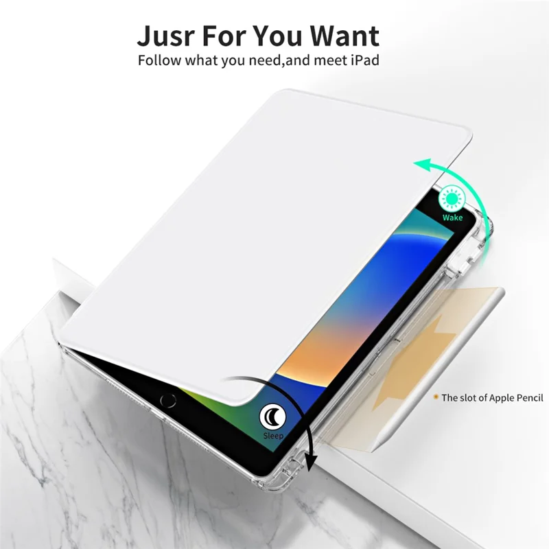 Für iPad 10.2 (2021) / (2019) / (2020) Kickstand-Hülle PU+Acryl Abnehmbare Tablet-Hülle - Grau