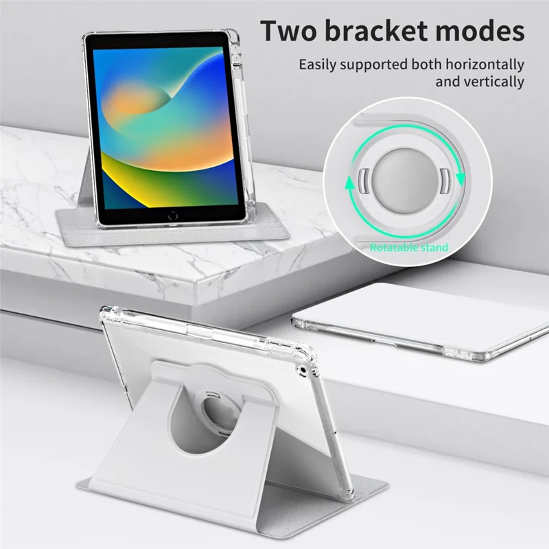 Für iPad 10.2 (2021) / (2019) / (2020) Kickstand-Hülle PU+Acryl Abnehmbare Tablet-Hülle - Grau