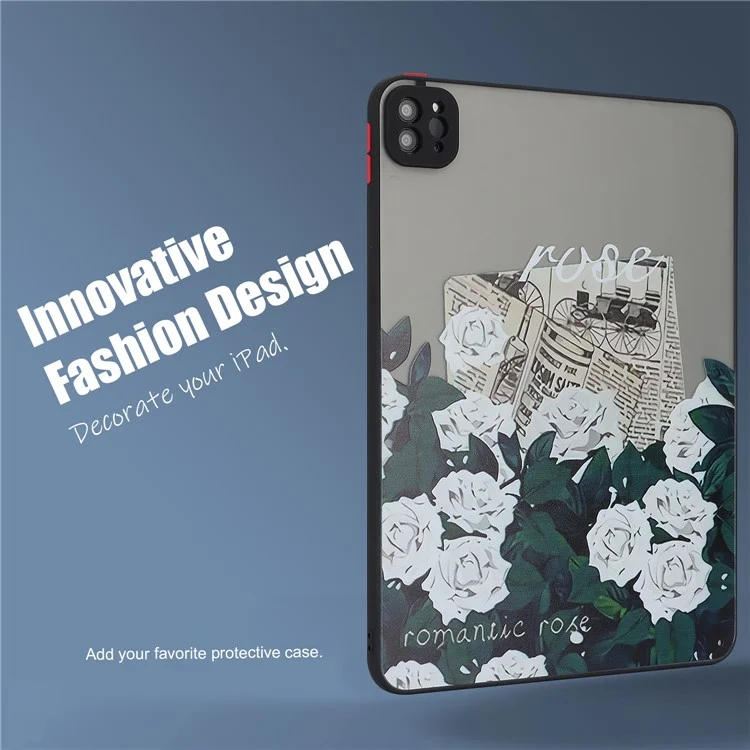 For iPad Pro 11 (2020)(2021)(2022) Case Pattern Printing PC+TPU Tablet Cover - White Rose